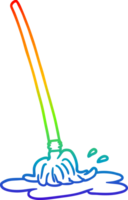 rainbow gradient line drawing of a wet cartoon mop png