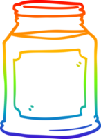 rainbow gradient line drawing of a cartoon candle in jar png