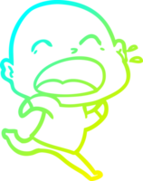 cold gradient line drawing of a cartoon shouting bald man png