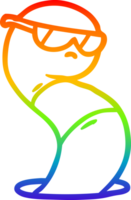 rainbow gradient line drawing of a cartoon cool worm png