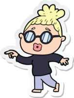 sticker of a cartoon woman wearing spectacles png