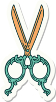 sticker of tattoo in traditional style of barber scissors png