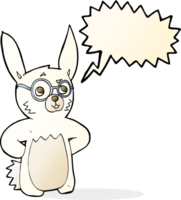 tecknad serie kanin bär glasögon med Tal bubbla png