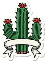 tatuering stil klistermärke med baner av en kaktus png