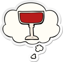 cartoon wine glass with thought bubble as a printed sticker png