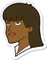 sticker van een cartoon serieuze vrouw png