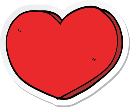 sticker of a cartoon love heart png