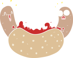 hot-dog de dessin animé de style plat couleur png