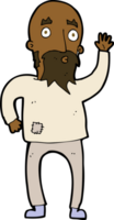 homme barbu de dessin animé agitant png