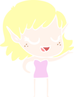 happy flat color style cartoon elf girl png