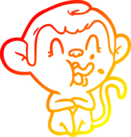 warm gradient line drawing of a crazy cartoon monkey png