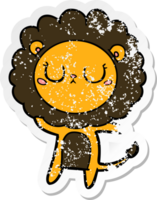 distressed sticker of a cartoon lion png