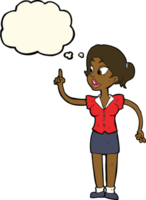 cartoon woman with great idea with thought bubble png