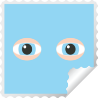 staring eyes graphic square sticker stamp png