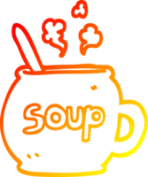 warm gradient line drawing of a cartoon cup of soup png