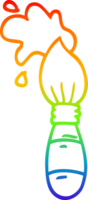 rainbow gradient line drawing of a cartoon paint brush png