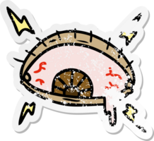 hand drawn distressed sticker cartoon doodle of an enraged eye png