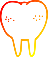 warm helling lijn tekening van een tekenfilm tand png