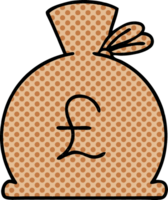 comic book style cartoon of a bag of money png