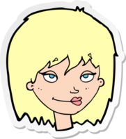 pegatina de una mujer sonriente de dibujos animados png