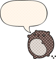 cartoon bear with speech bubble in comic book style png