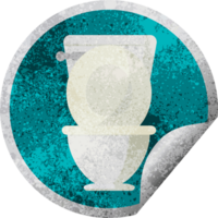 Open toilet grafisch PNG illustratie circulaire sticker