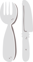 cuchillo y tenedor de dibujos animados de estilo de color plano png