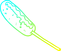 cold gradient line drawing of a cartoon hotdog on a stick png