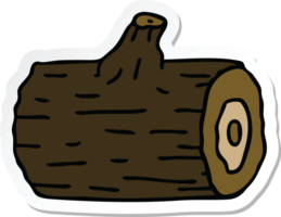 sticker of a quirky hand drawn cartoon wooden log png