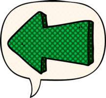 cartoon pointing arrow with speech bubble in comic book style png