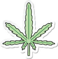 sticker of a quirky hand drawn cartoon marijuana png