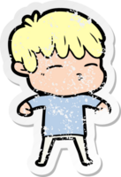 distressed sticker of a cartoon frustrated man png