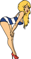 tattoo in traditional style of a pinup girl in swimming costume png