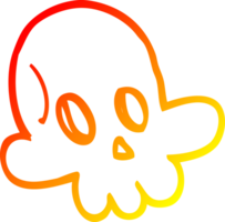 warm gradient line drawing of a cartoon halloween skull png