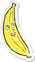 retro noodlijdende sticker van een cartoon blije banaan png