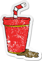 distressed sticker of a cartoon soda cup png