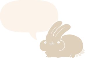 cartoon rabbit with speech bubble in retro style png