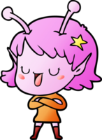 glücklicher Alien-Mädchen-Cartoon png