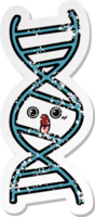 distressed sticker of a cute cartoon DNA strand png