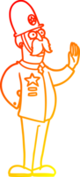 warm gradient line drawing of a cartoon policeman making stop gesture png