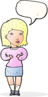 cartoon woman making excuses with speech bubble png