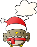 cute christmas owl with thought bubble in smooth gradient style png