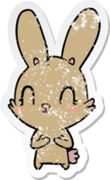 distressed sticker of a cute cartoon rabbit png