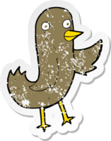 retro noodlijdende sticker van een grappige cartoonvogel png