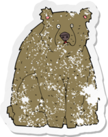 retro nödställd klistermärke av en tecknad rolig björn png