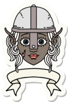 sticker of a elf fighter character face with banner png