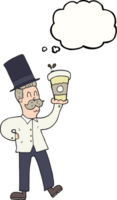 dibujado pensamiento burbuja dibujos animados hombre con café taza png