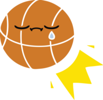 vlak kleur retro tekenfilm van een basketbal png