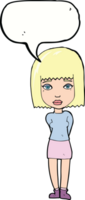 cartoon serious girl with speech bubble png