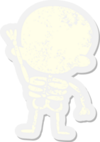 skeleton waving grunge sticker png